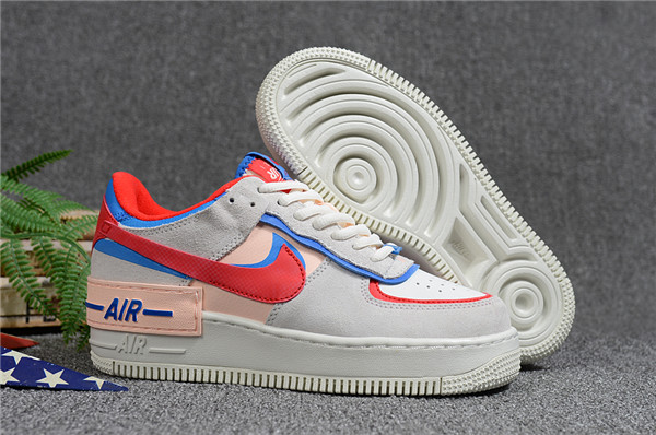 Women's Air Force 1 Low Top Grey/Red Shoes 00515